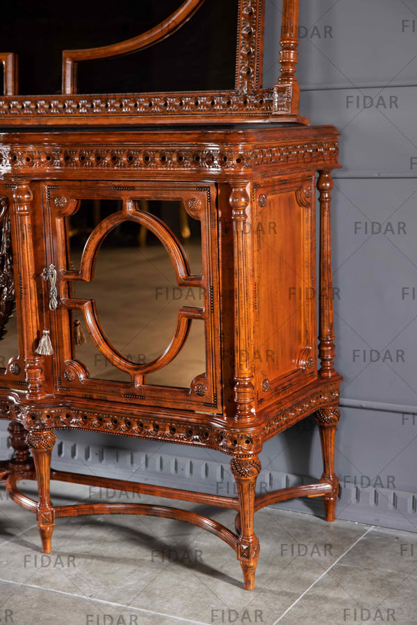 کنسول کلاسیک هرمس چوبی آینه کاری شده فیدار